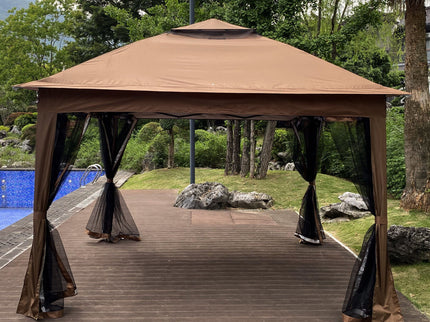 Outdoor Pop Up Gazebo Canopy With 2 Tier Soft Top And Removable Zipper Netting