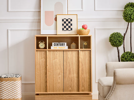 Fluted Sideboard Buffet Cabinet With 2 Doors And Adjustable Shelf, Storage Cabinet For Entryway