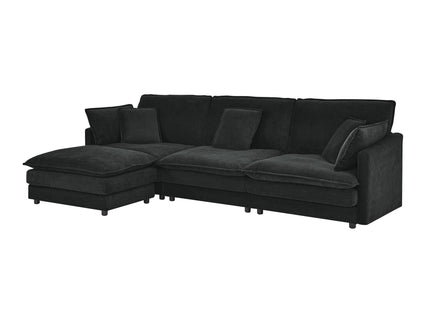 L-Shaped Sectional Sofa With Ottoman, Convertible 4 Seater Couch