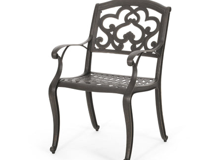 Cast Aluminum Dining Chair With Hand Crafted Details - Copper