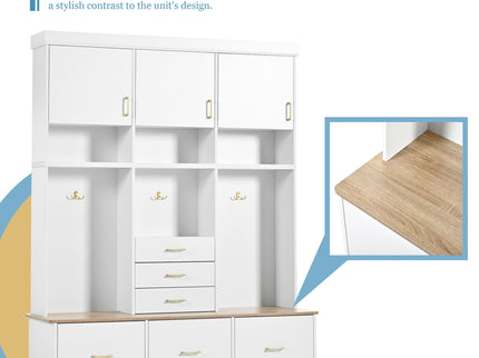 Entryway Hall Tree With Bench And Storage, 5 In 1 Coat Rack