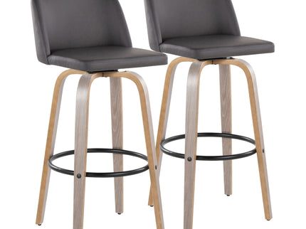 Toriano - Mid-Century Modern Fixed Height BarStool With Round Footrest (Set of 2)
