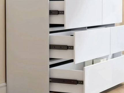 6 Drawer Dresser With Spacious Countertop And Concealed Handles
