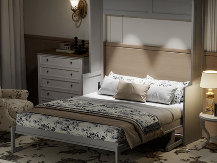 Murphy Bed With Desk, LED Lights And USB Charging Station