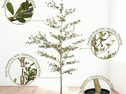 7Ft Artificial Olive Tree With Pot, Realistic Tall Fake Plant For Indoor Decoration - Green Leaves