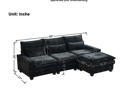 Modern Comfy L Shaped Sectional Sofa With Movable Ottoman
