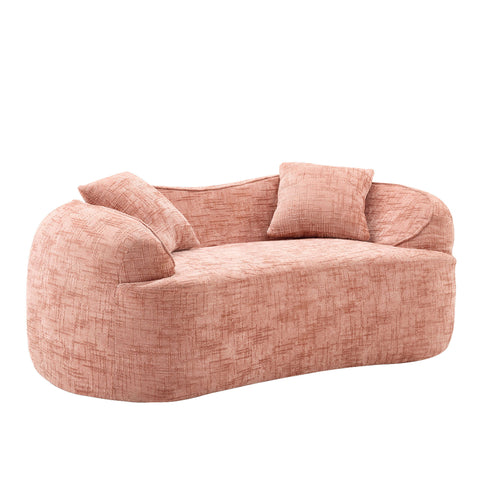 Curved 2 Person Compress Sofa With Armrests, Includes Pillows