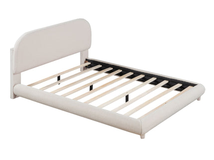 Upholstered Platform Bed With Thick Solid Frame And Stylish Curve-Shaped Design