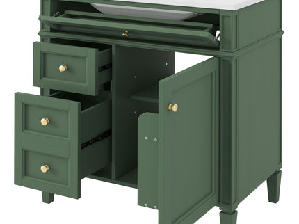 Bathroom Vanity With Top Sink, Storage Cabinet With 2 Drawers, Tip Out Drawer