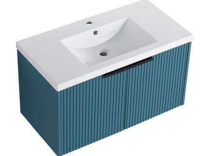 Contemporary Wall Mounted Bathroom Vanity With Resin Double Sink
