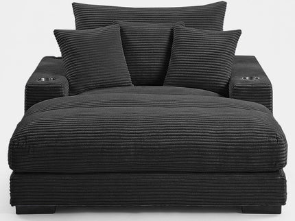 Upholstered Chaise Lounge With Cup Holders USB Port And Pillows