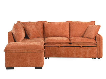 Convertible Sofa Bed Sectional Sofa Sleeper L-Shaped Sofa With A Storage Ottoman, Two Pillows, Two Power Sockets And Two USB Ports For Living Room