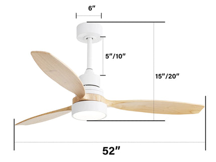 52" Integrated LED Ceiling Fan With Remote Control And Blades For Living Room