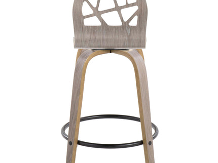Folia - Contemporary Fixed Height Stool With Swivel With Round Footrest (Set of 2)