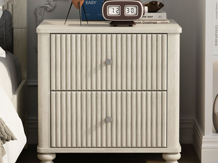 Fluted Nightstand With 3 Drawers