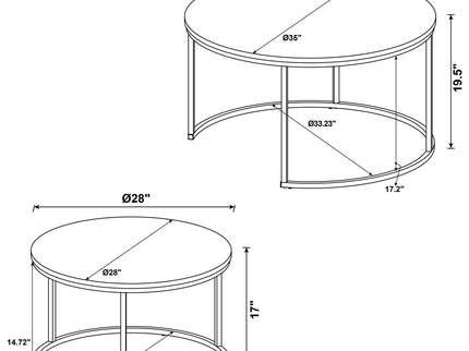 Hanover - 2 Piece Round Nesting Coffee Tables - Gray