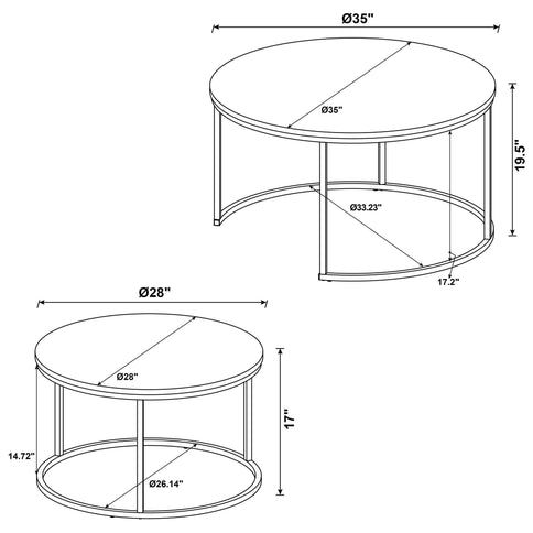 Hanover - 2 Piece Round Nesting Coffee Tables - Gray