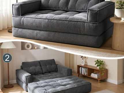 2 Seater Modular Corduroy Sofa With Chaise Lounge For Living Room