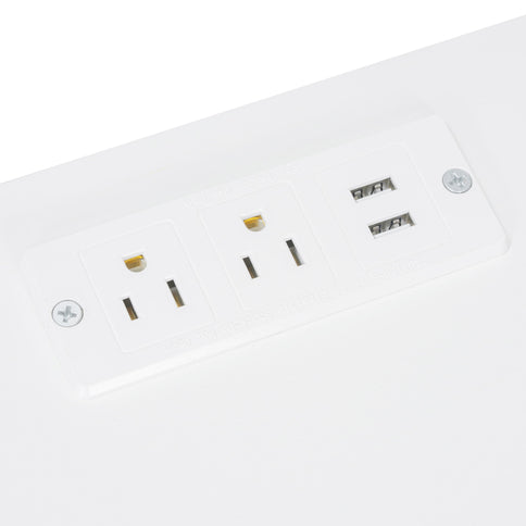 Elegant Vanity Makeup Table & Chair Set Modern Dressing Table With Organizer Writing Desk Charging Port Engineered Wood - White