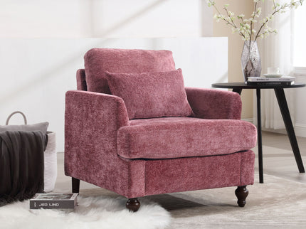 Modern Mid Century Wood Frame Armchair With Tufted Design