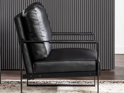 Classic Mid Century Modern Accent Chair With Durable Square Metal Frame, Armchair