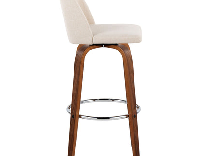 Toriano - Mid Century Modern Fixed Height, Barstool With Swivel With Round Footrest (Set of 2)