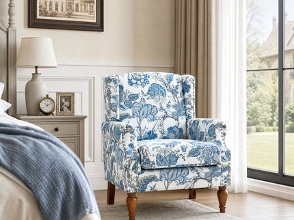 Accent Chair With Floral Upholstery And Nailhead Trim