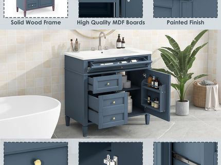 Bathroom Vanity With Top Sink, Storage Cabinet With 2 Drawers And Tip Out Drawer