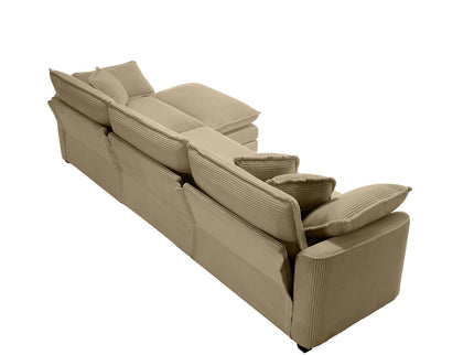 Oversized Modular Cushion Sofa With Ottoman, Low Back, Deep Seating Sofa Set