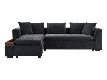 Modern L Shaped Sectional Sofa With Upholstery And Wooden Storage