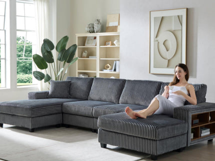 U-Shaped Convertible Sofa, 4 Seater Large Living Room Lounge