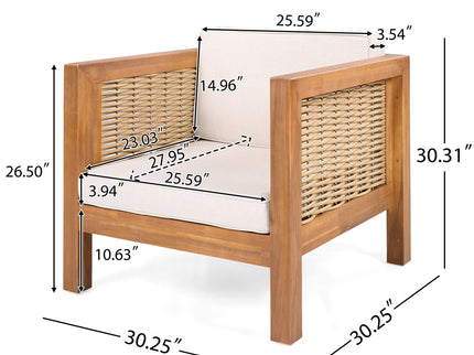 Outdoor Club Chair With Wicker Armrest