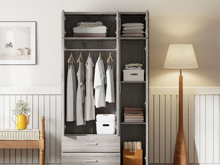 Modern 3 Door Mirror Wardrobe With 2 Drawers And Top Cabinet