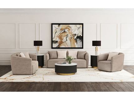 Silvana - Upholstered Rolled Loveseat With Curved Back And Foam Cushions - Beige