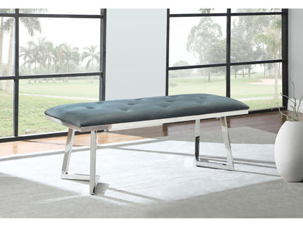 Upholstered Tufted Bench - Gray