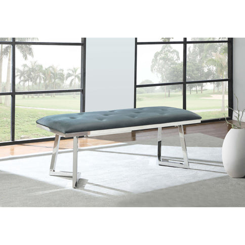 Upholstered Tufted Bench - Gray