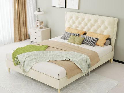 Upholstered Bed With Tufted Headboard