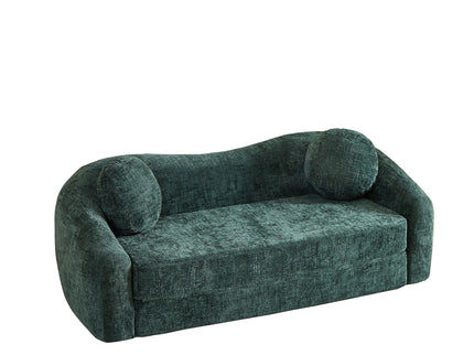 Curved Convertible Sofa, 2 In 1 Frameless Folding Sofa Bed With Pull Out Base And Deep Seat