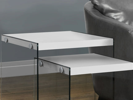 Accent Nesting Table Clear Tempered Glass For Living Room (Set of 2)
