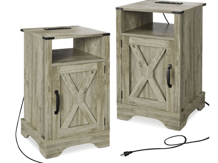 Farmhouse Nightstand, Charging Station & Storage