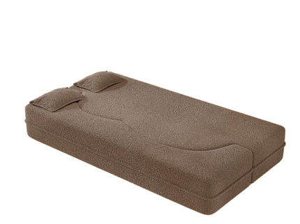 Modern Floor Sleeper Sofa Bed With 2 Pillows, Convertible Twin Size Folding Mattress For Living Room