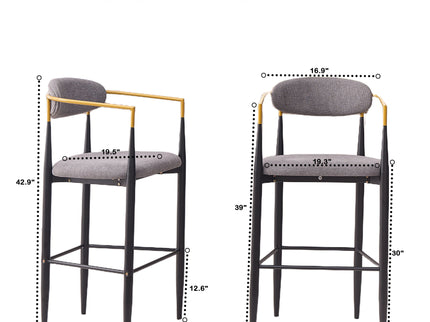 Upholstered Bar Stool With Ergonomic Design (Set of 2)