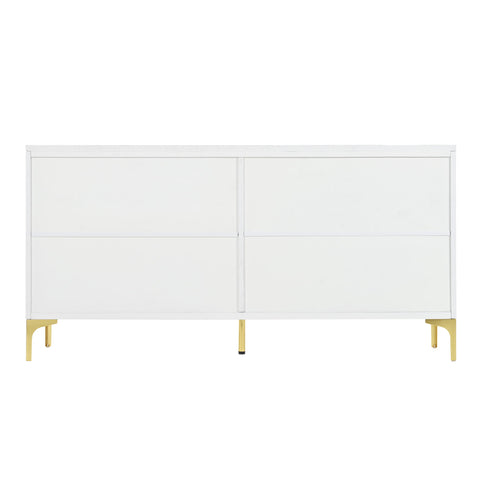 Modern 4 Door Sideboard With Creative Carved Surface And Adjustable Shelves
