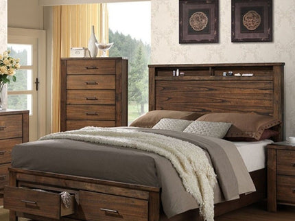 Eastern King Bed With Footboard Drawers Furniture - Oak