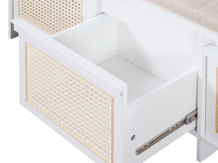 Entryway Shoe Bench With Drawers & Button Tufted Cushion