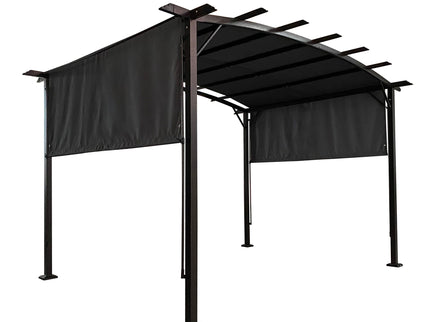 Outdoor Patio Pergola Gazebo - Steel Frame Sun Shelter With Retractable Canopy