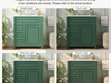 Bathroom Vanity Cabinet With Sink, Soft Close Doors With Door Organizer