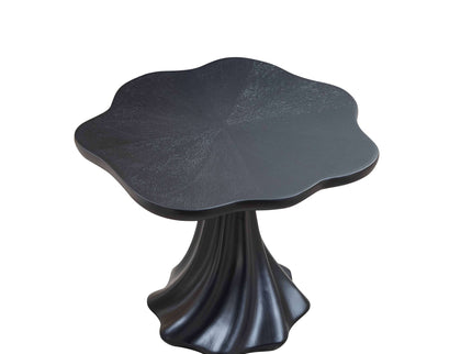 Sculptural Round Dining Table Petal Shape Root Texture For Dining Room - Black