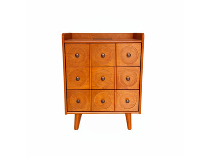 3 Drawer End Table With Charging Station For Bedroom - Natural Wood