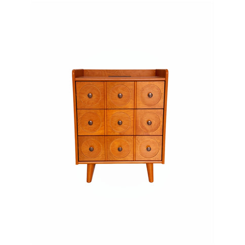 3 Drawer End Table With Charging Station For Bedroom - Natural Wood